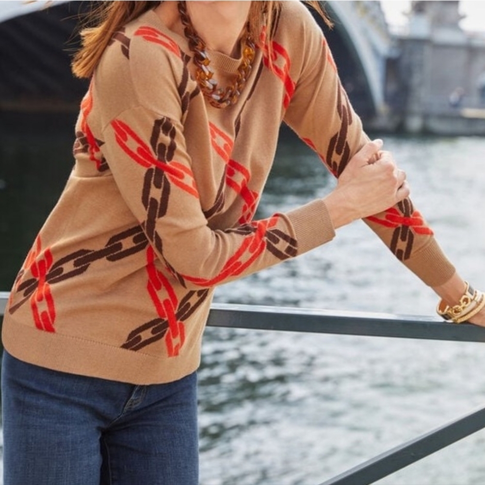 Talbot's Camel Chain Pattern Sweater M